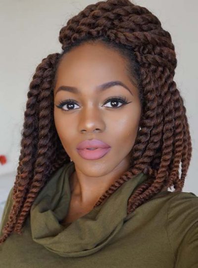15+ Pretty Twist Braids Hairstyles for African With Black Hair