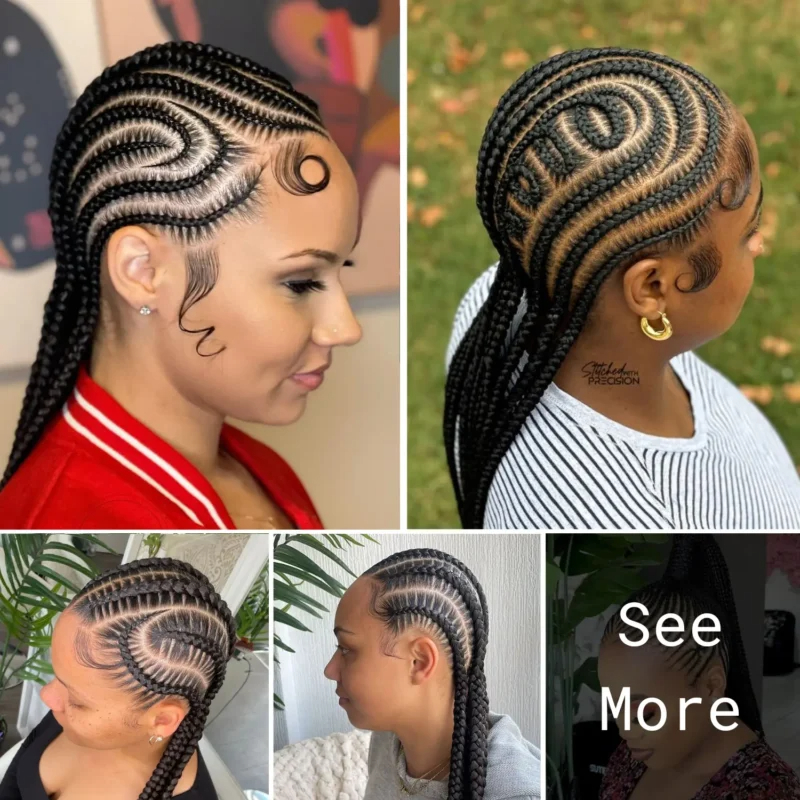 Front, Back & Side View: Cornrow braid designs for women